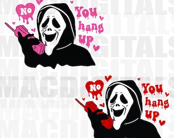 No You Hang Up First, Scream, Ghostface, Valentijnsdag Clipart, Horror Movie Halloween, Instant Download, Digitale Download, PNG ALLEEN