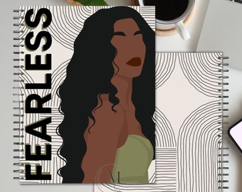 Fearless, Portada del planificador, Portada del diario, Portada del cuaderno, Cuaderno de mujer afroamericana, Descarga digital, Descarga instantánea