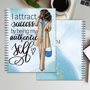 I Attract Success, Planner Cover, Journal Cover, Notebook Cover, African American Notebook, Digital Download, Instant Download