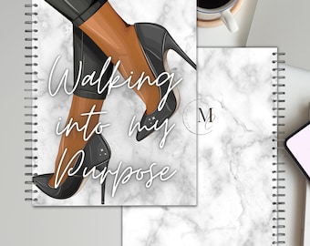 Walking Into My Purpose , Planner Cover, Journal Cover, Notebook Cover, African American Woman Notebook, Digital Download, Instant Download