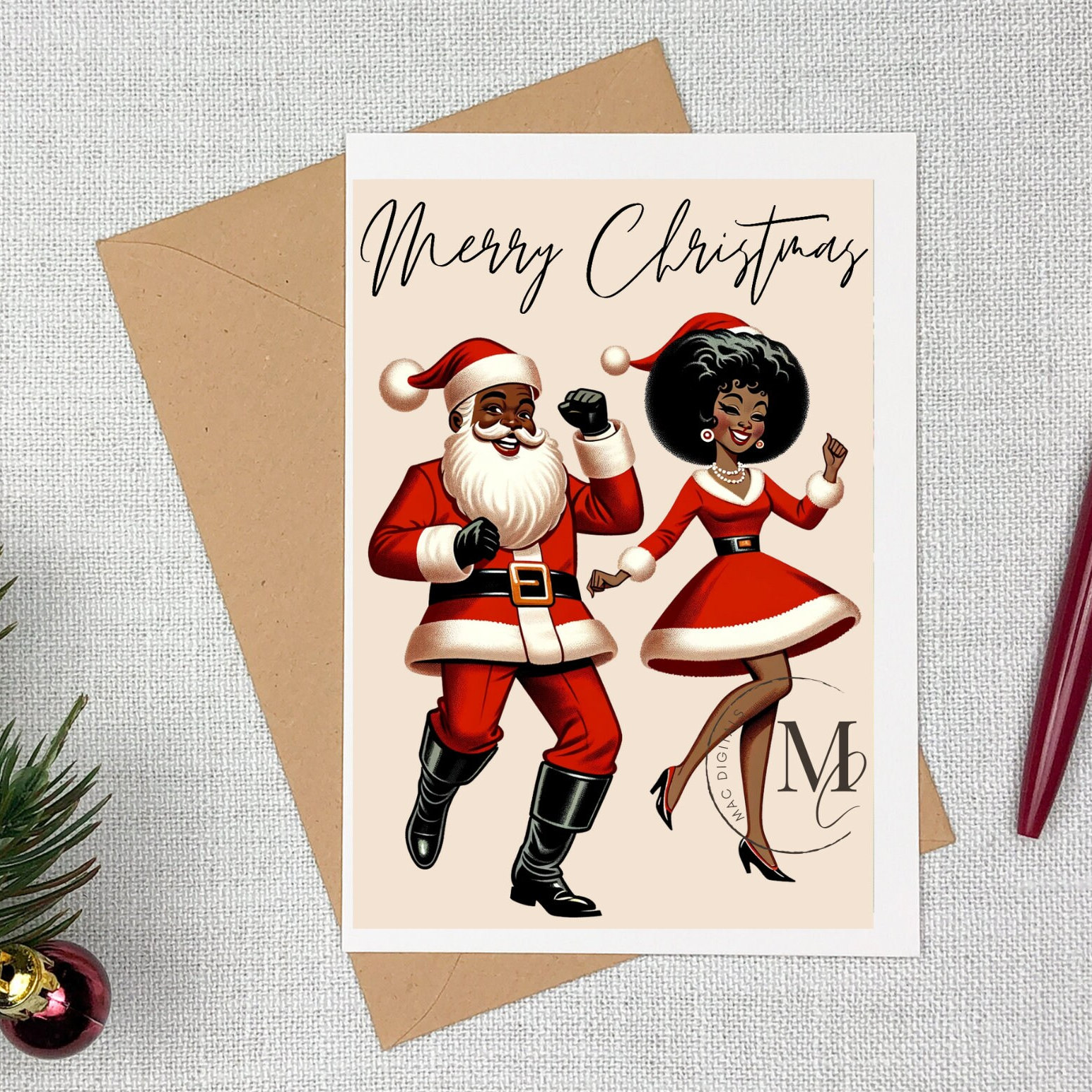 Merry Christmas, Happy Holidays, Black Christmas Cards, Printable Card