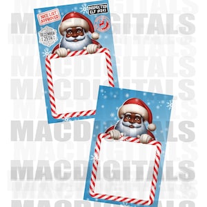Giant Christmas Cards, Jumbo Christmas Cards, Peeking Santa, Black Santa, Diy Christmas Card, Christmas, Digital Download, 11X17, Png ONLY
