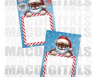 Giant Christmas Cards, Jumbo Christmas Cards, Peeking Santa, Black Santa, Diy Christmas Card, Christmas, Digital Download, 11X17, Png ONLY
