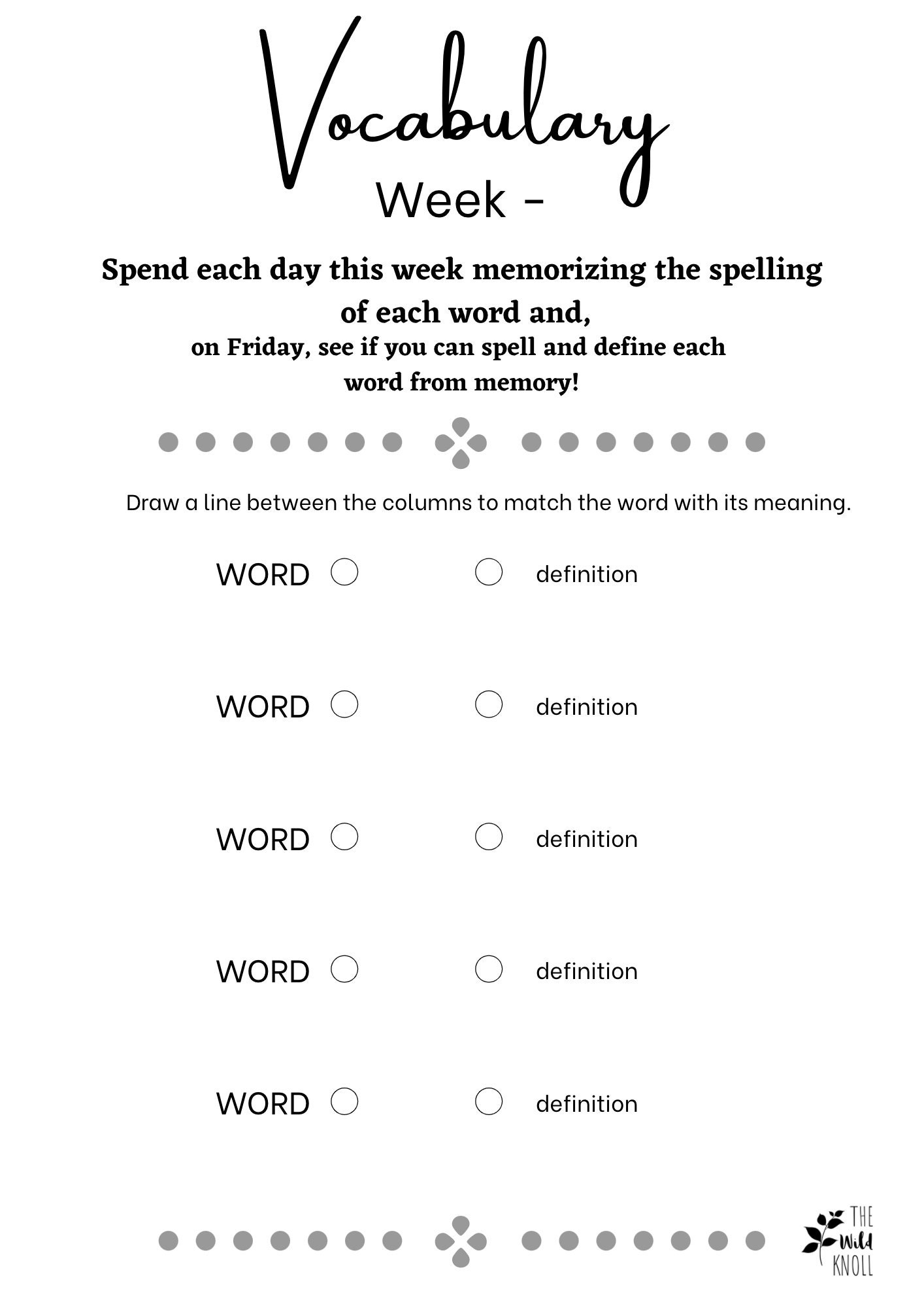 Homeschool Vocabulary Printables