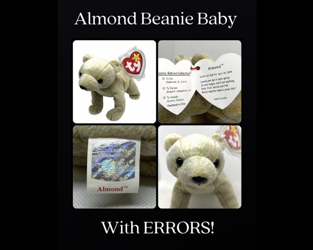 RARE Almond Beanie Baby With ERRORS Ty Beanie Baby With Etsy