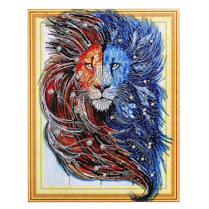 5D Partial Drill Diamond Painting DIY Art Kit for Beginners 20x16 in. - Lion