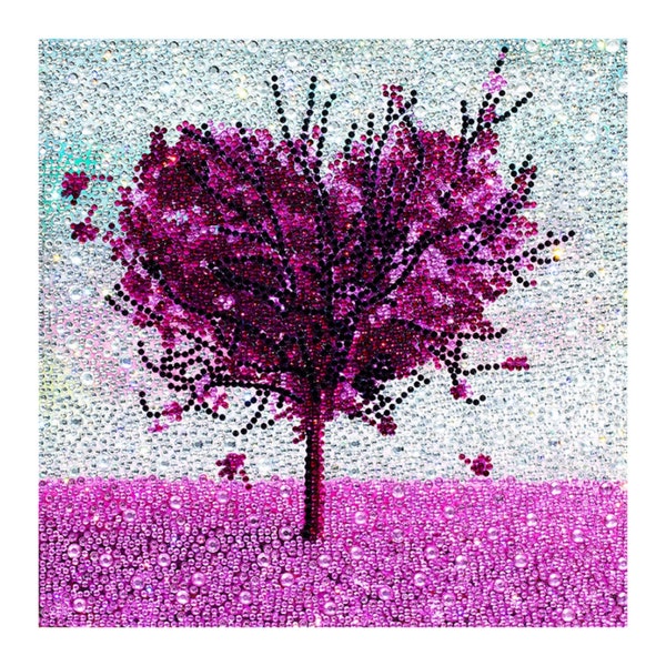 Purple Tree 5D Full Drill Diamond Painting Art Kit for Adults and Kids 10x10 in.