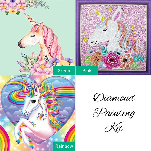 Unicorn 5D Full Drill Diamond Painting Art Kit for Adults and Kids, 12x12 inch - Pink Kids Room Decoration - DIY Wall Decor for Girls