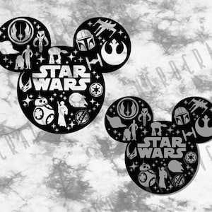 Galaxy Wars Collage Mouse Digital Design Bundle svg pdf png Cut Engrave Craft DIY File Cricut