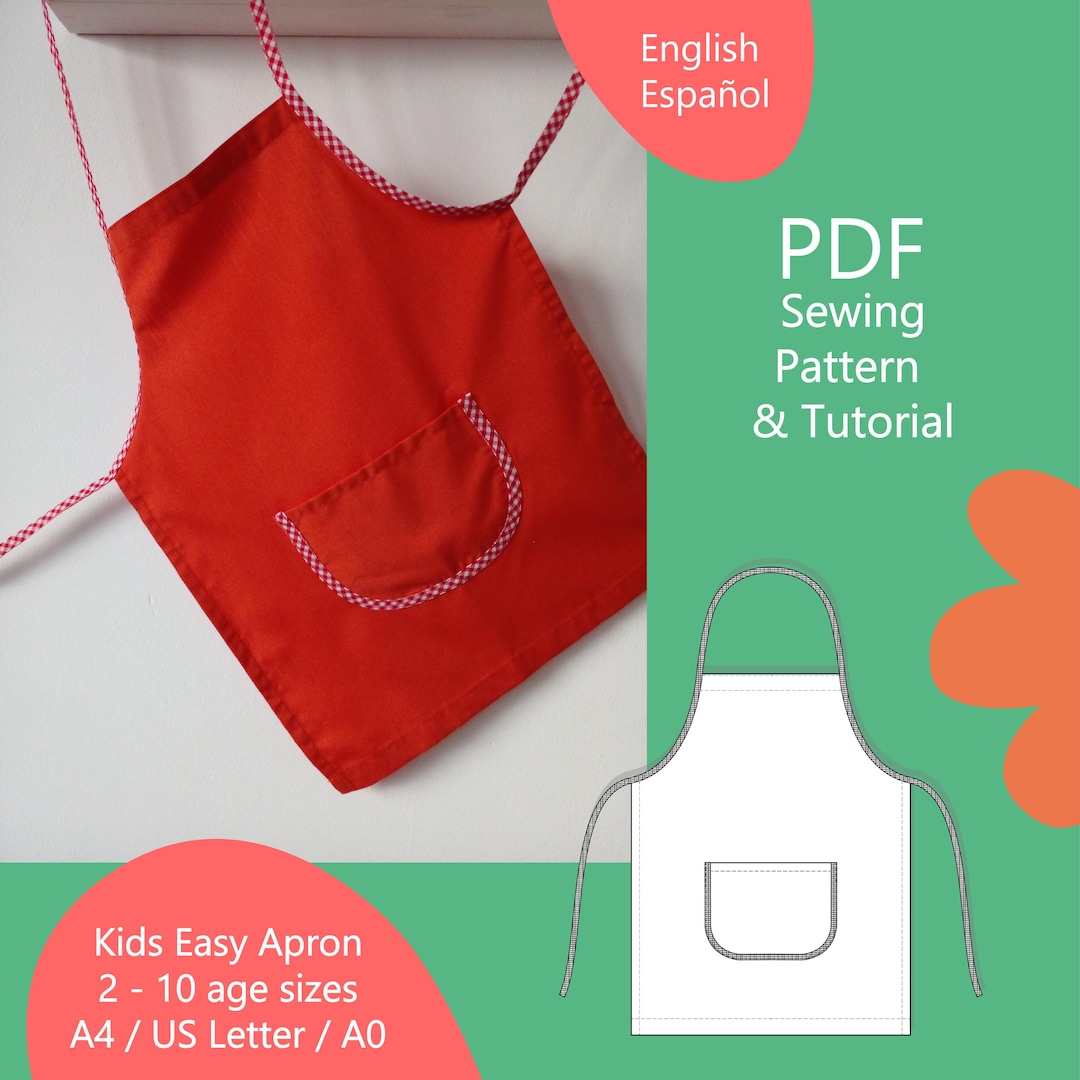 puffin kid's apron pdf sewing pattern (4 sizes) - etsy... Kids Apron Sewing Pattern PDF Easy – 5 Sizes – Bilingual Instructions ...