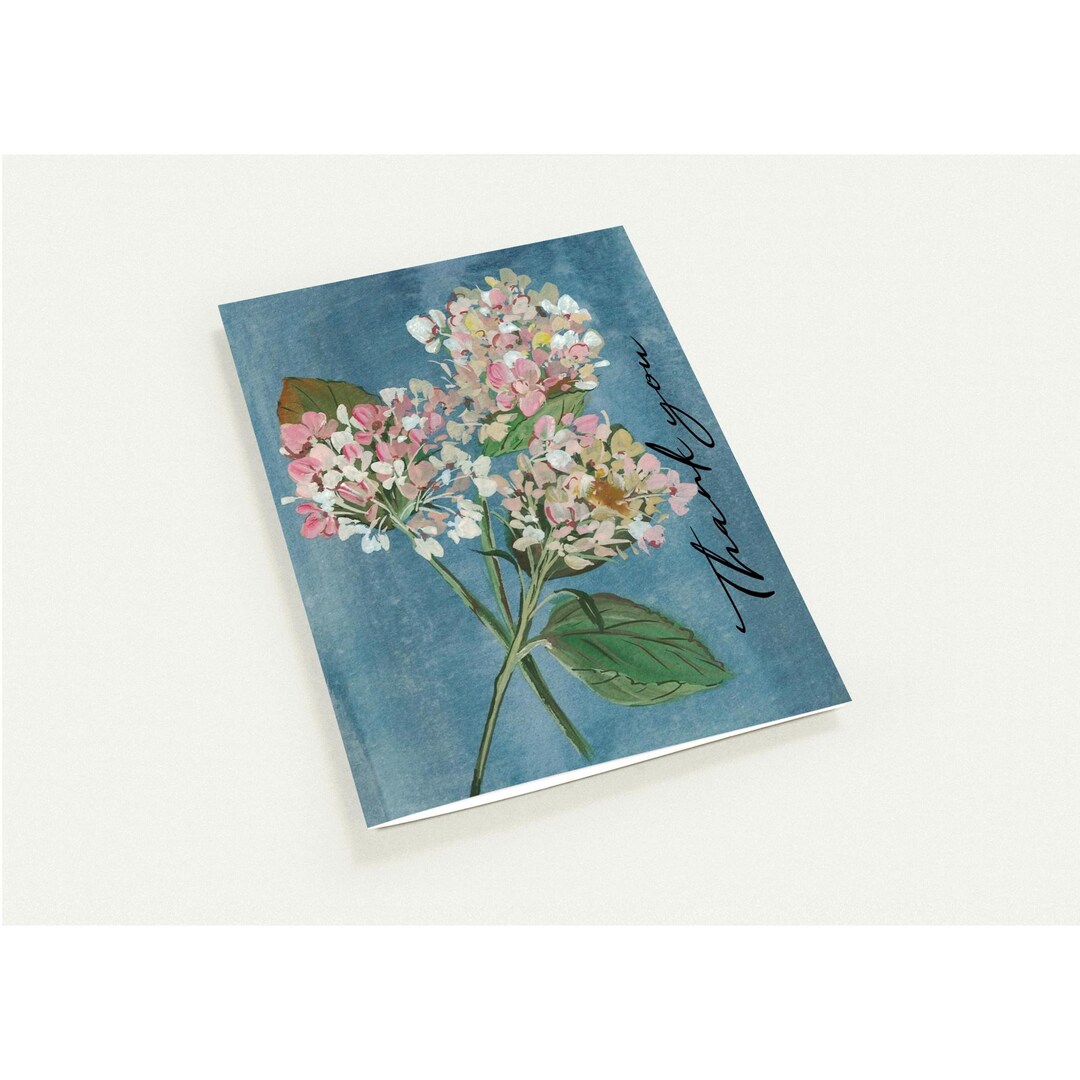 Thank You Pack of 10 Greeting Cards, Hand Painted Hydrangeas - Etsy