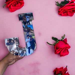 Collage de fotos con letras de madera personalizado: decoración de pared con iniciales de apellido personalizadas
