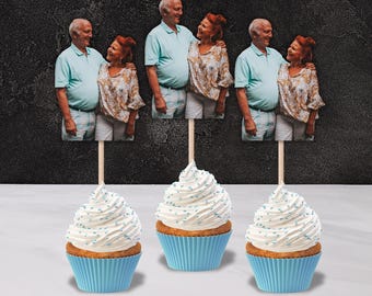 3D Personalized Photo Cupcake Toppers: Custom Anniversary & Birthday Face Decorations (Set of 12)