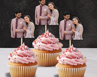 3D Custom Photo Cupcake Toppers- Personalized Anniversary-Cute Wedding gifts - Unique Birthday Face Decorations - (Set of 12)