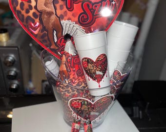 Personalized Party Favor Bundle: Custom Shot Glasses, Cups, Hats & Jumbo Fan for Event Decor
