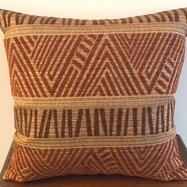 Earthy Pillow Cover, 20”x20”, 18”x18”, 16”x16” & 12"x20" Lumbar Pillow Covers, Decorative Pillow Covers, Covers Only, Rust Brown Beige Tones