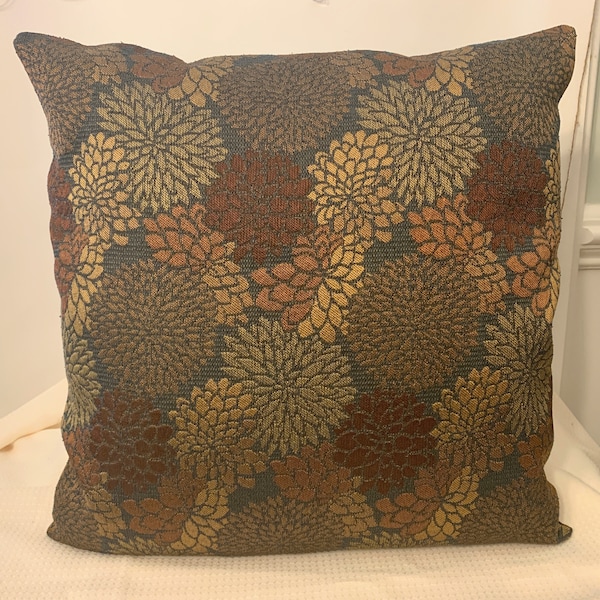 Earth Tones Colors Pillow Cover, 20”x20”, 18”x18”, 16”x16” Pillow Covers, Decorative Floral Pillow Cover, Covers Only, browns, chrysanthemum