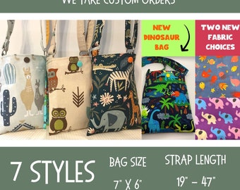 Child's Crossbody Bag, Little Boy Medium Bags, Girl Cross Body Bags, Small Crossbody Fabric Bag Animals, Gift for Children, Adjustable Strap