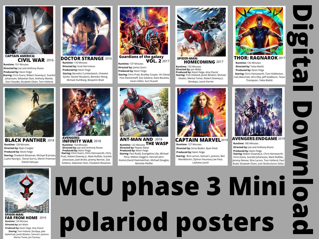 Marvel Poster Prints Phase 3 | DIGITAL DOWNLOAD | Small Wall Collage ...
