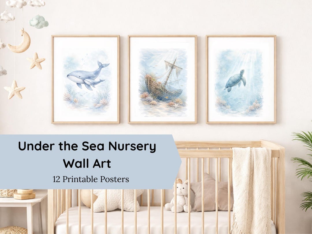 Under the Sea Nursery Wall Art Printable Ocean Nursery Decor Set ...