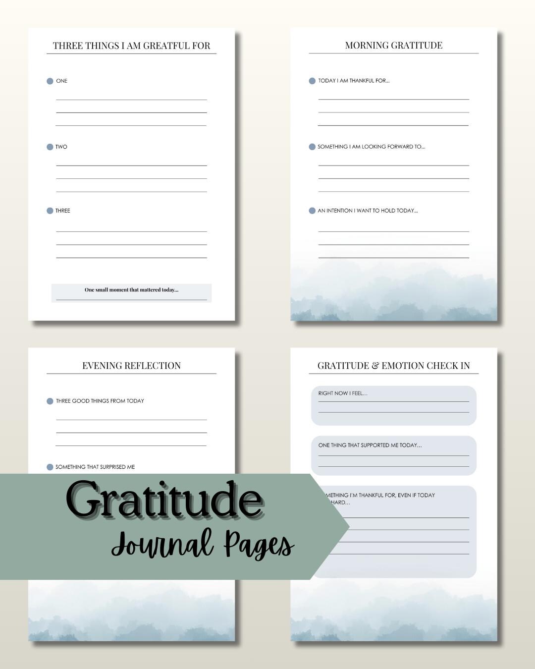 Gratitude Journal Printable Daily Reflection Mindfulness Emotion Pages ...