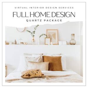Full Home Virtual Interior Design - Quartz Package - Complete Home Design Package for 9 rooms, Bedroom Bathrooms Kitchen Living Dining