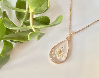 Mustard Seed Necklace | Dried Flower Resin Necklace Faith | White Necklace | Gift Necklace | Hypoallergenic Necklace | Fall Autumn Christmas