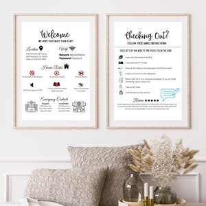 2 Page Airbnb Welcome, Welcome Sign, Airbnb, 2 Page Airbnb Welcome Sign, DIGITAL DOWNLOAD, Airbnb book template, Welcome, Airbnb Printable