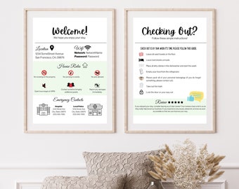 Letrero de bienvenida de Airbnb de 2 páginas, letrero de bienvenida, Airbnb, letrero de bienvenida de Airbnb de 2 páginas, DESCARGA DIGITAL, plantilla de libro de Airbnb, bienvenida, Airbnb imprimible