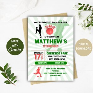 Kickball Party Invitation | Kickball Party | Kickball | Digital Download | 5x7, 4x6 Inch Options | Kickball Birthday Invite | Editable Card