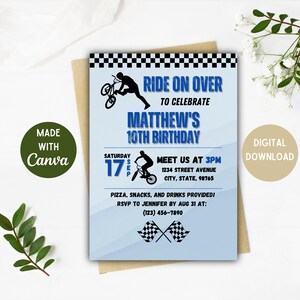 Invitation anniversaire BMX | Anniversaire BMX | Téléchargement numérique | Mx Bmx Police Bmx SV Bmx S Bmx Anniversaire | 5 x 7, 4 x 6 po. Options modifiables Bmx Bike Party