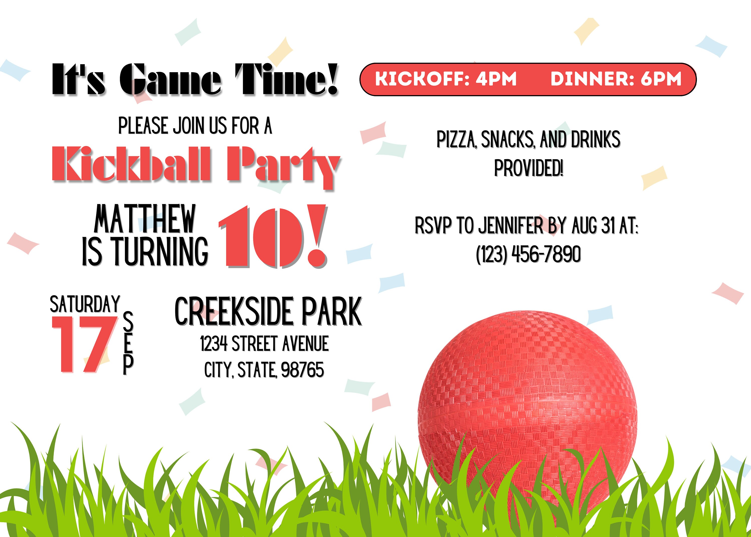 Kickball Party Invitation Kickball Birthday Invitation Kickball