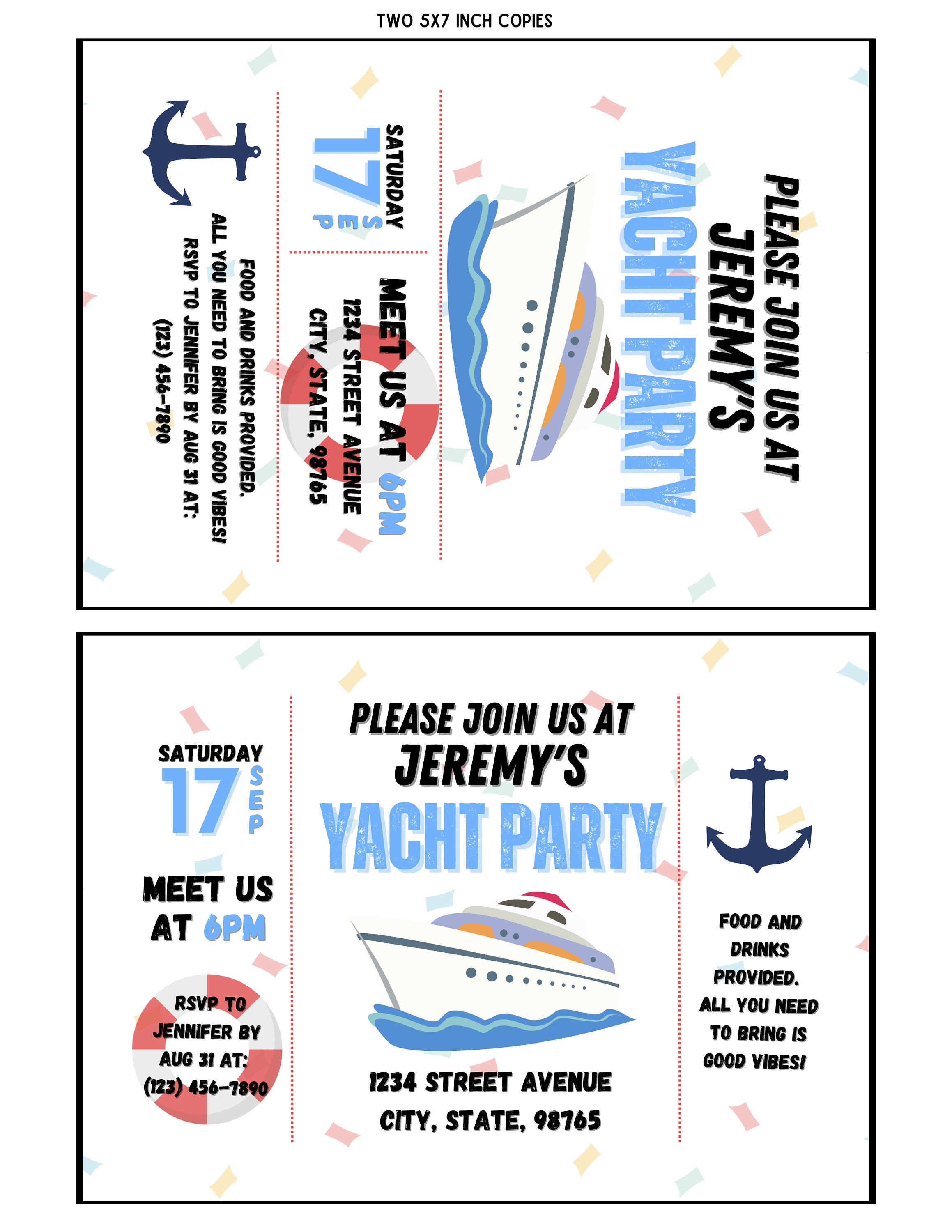 Yacht Birthday Party Invitation TEMPLATE Yacht Party Invitation Yacht