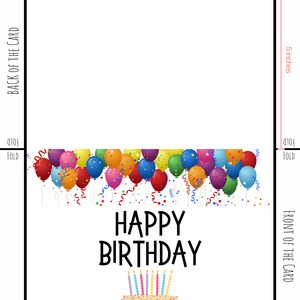 Birthday Card, Printable Happy Birthday Digital Card, 5x7 Inch ...