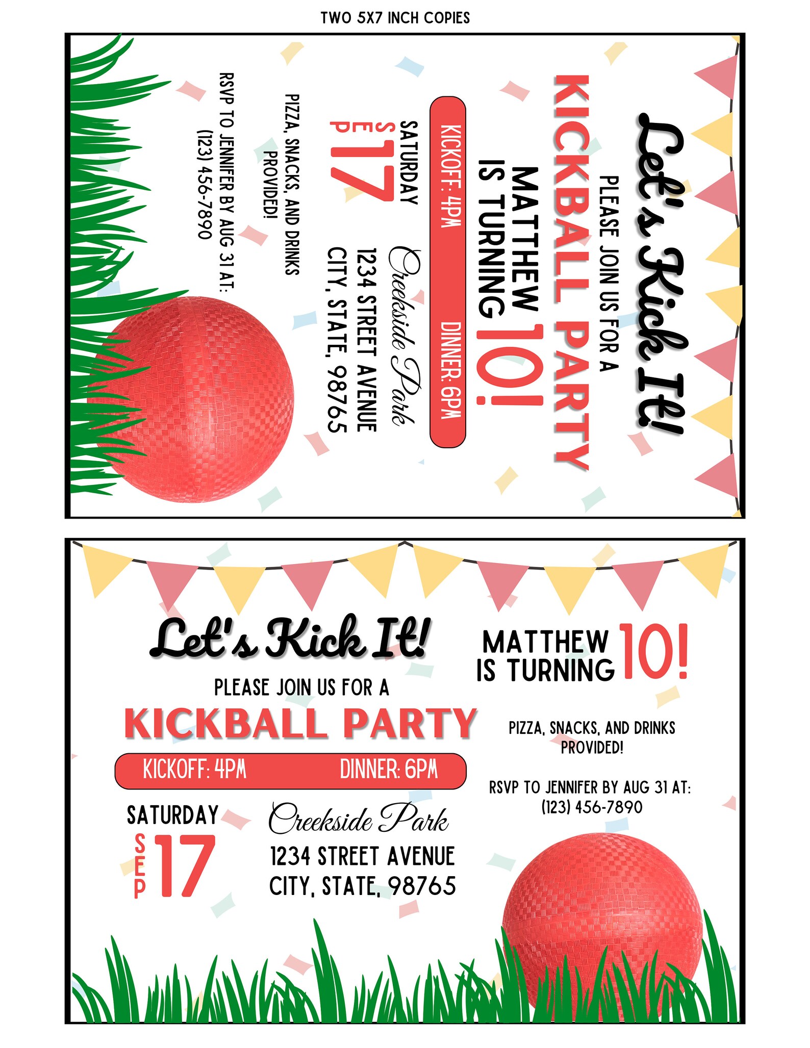 Kickball Party Invitation Kickball Party Kickball Digital Download 5x7