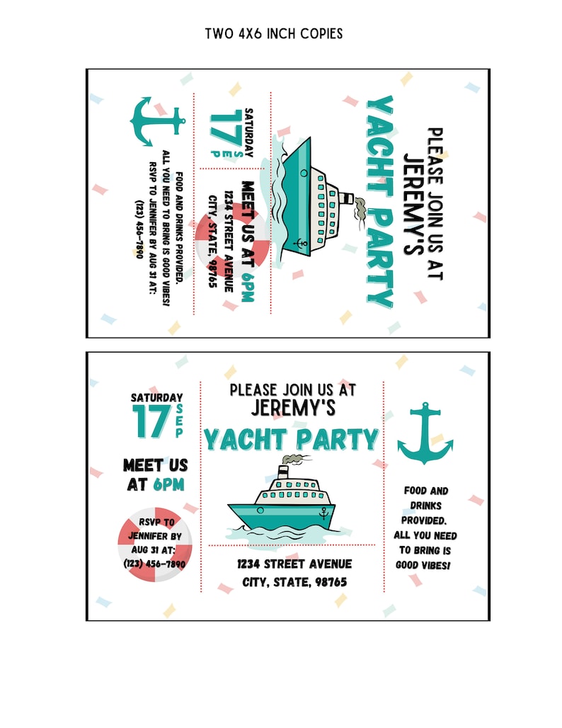 Yacht Birthday Party Invitation TEMPLATE Yacht Party Invitation Yacht