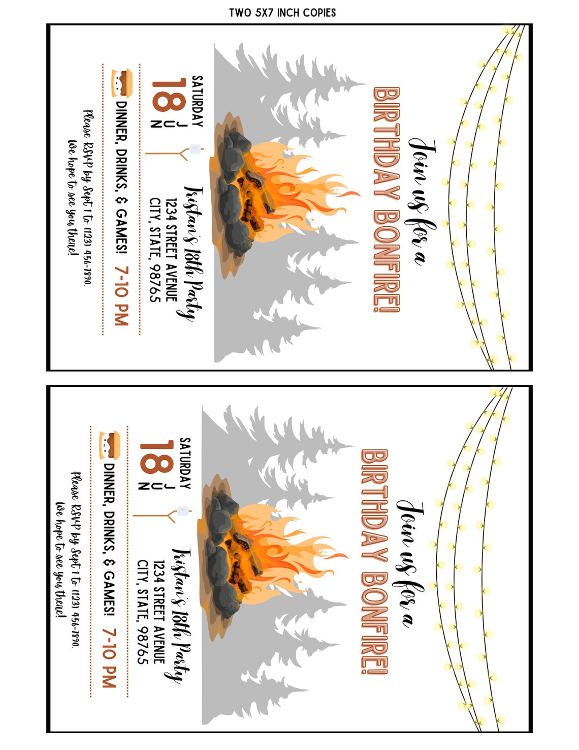 Bonfire Birthday Invitation digital Download Booze and - Etsy