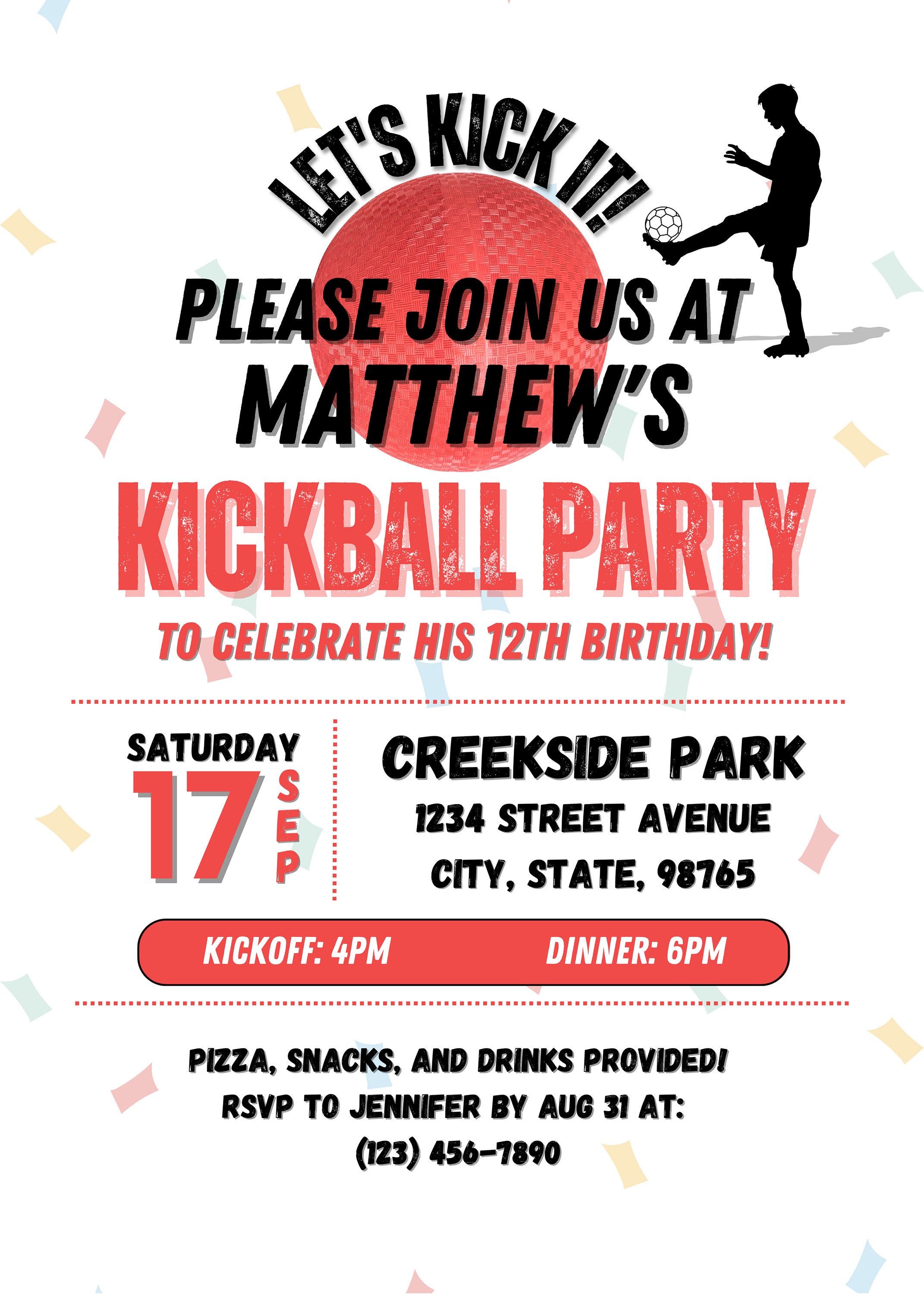 Kickball Party Invitation Kickball Party Kickball Digital Download 5x7