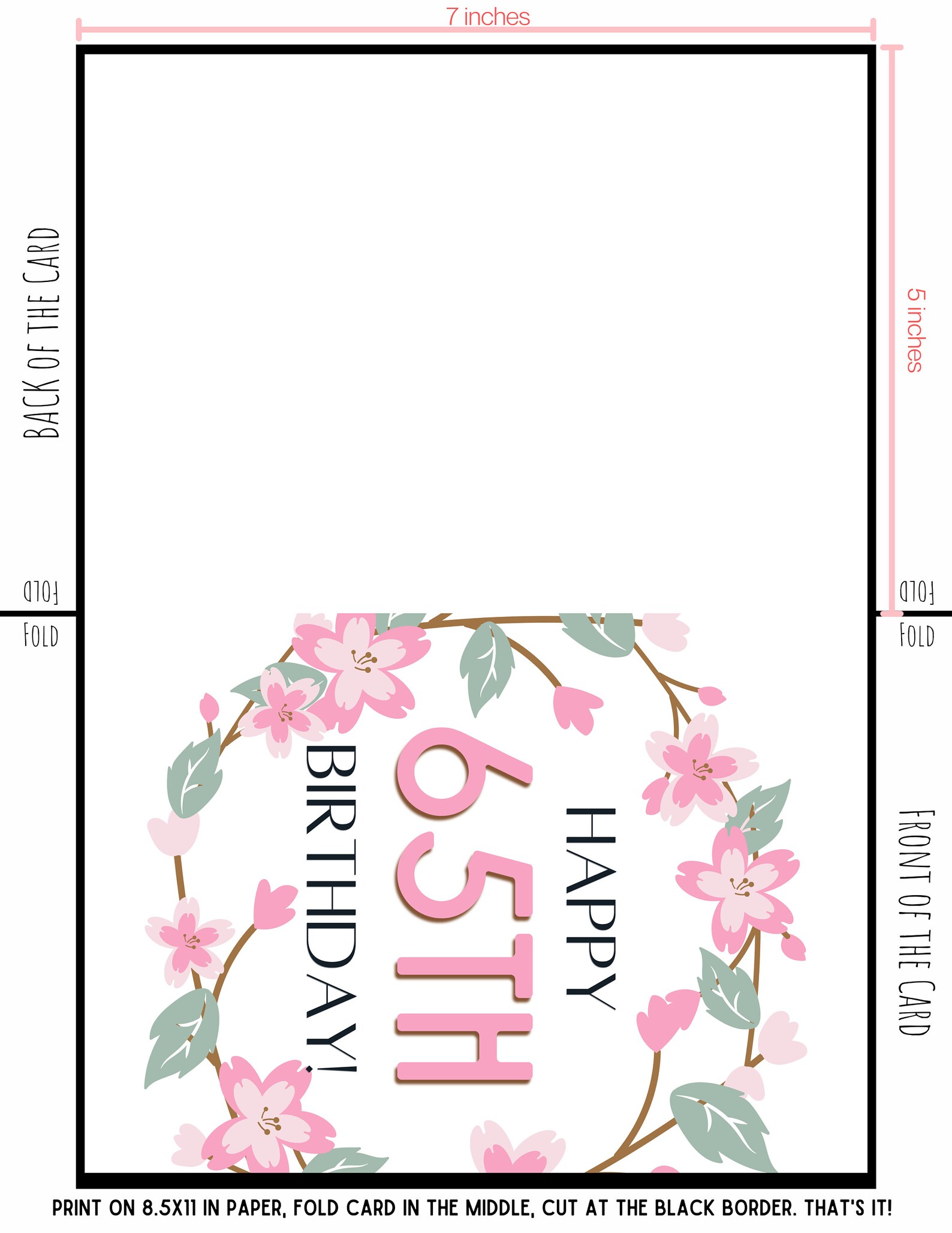 65th Birthday Card 65th Birthday DIGITAL DOWNLOAD 65th - Etsy