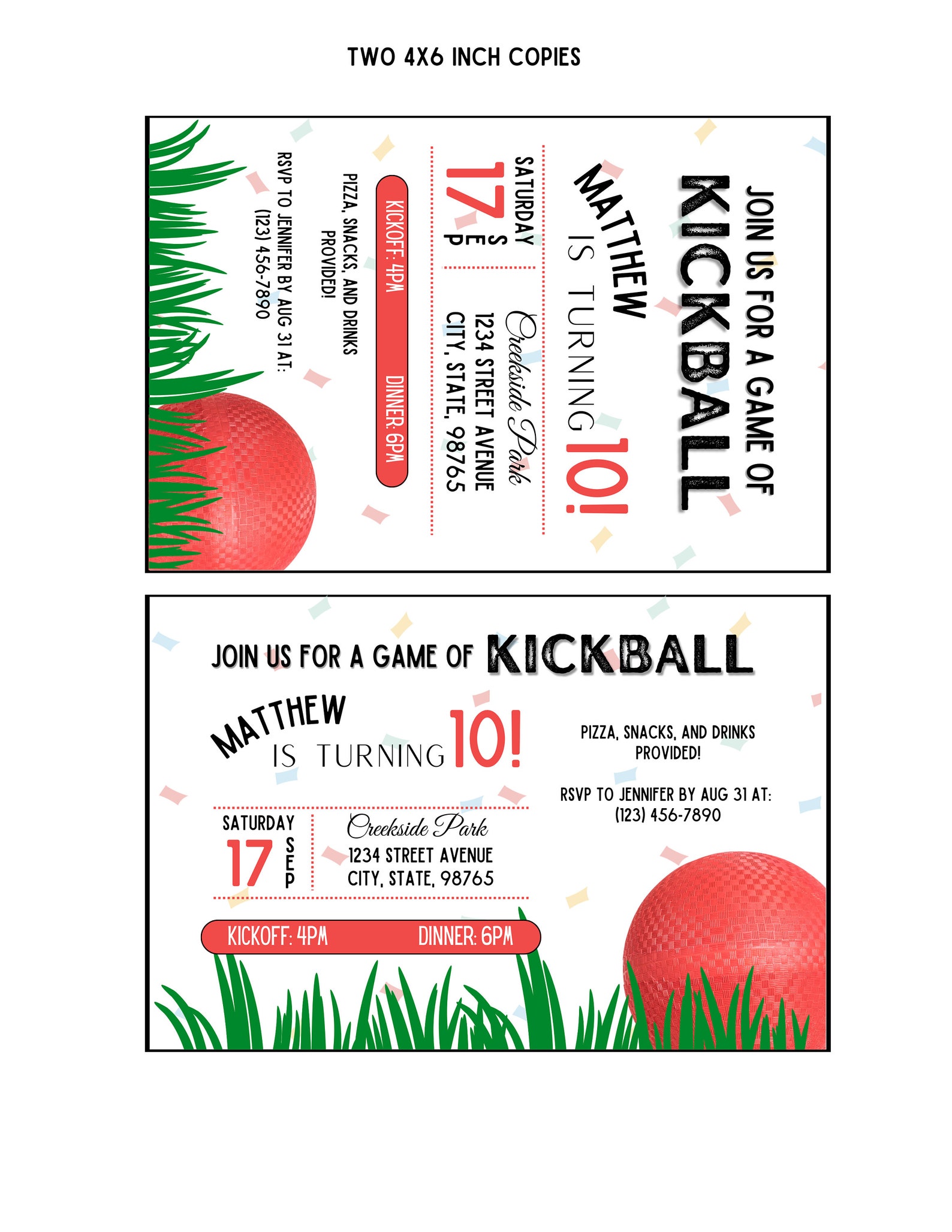 Kickball Party Invitation Kickball Party Kickball Digital Download 5x7
