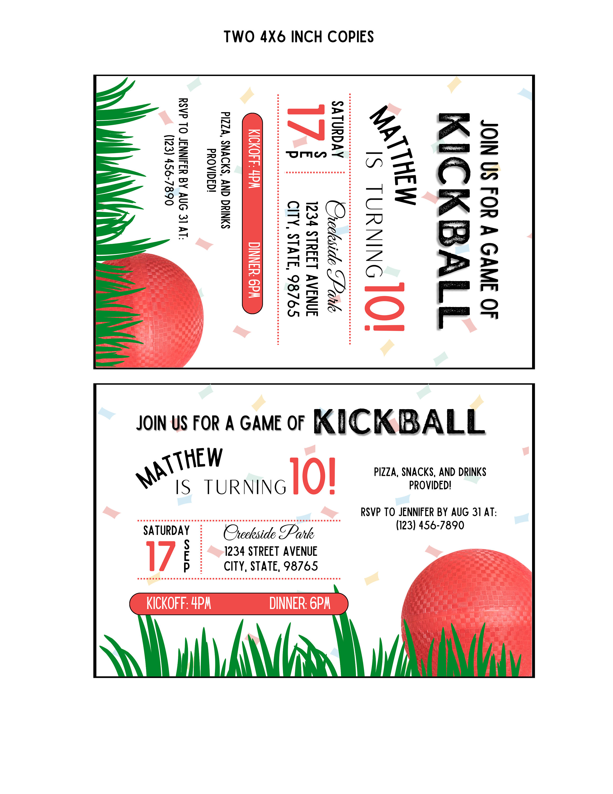 Kickball Party Invitation Kickball Party Kickball Digital Download 5x7