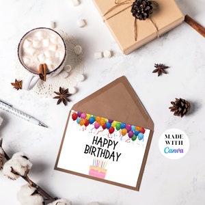Birthday Card, Printable Happy Birthday Digital Card, 5x7 Inch ...