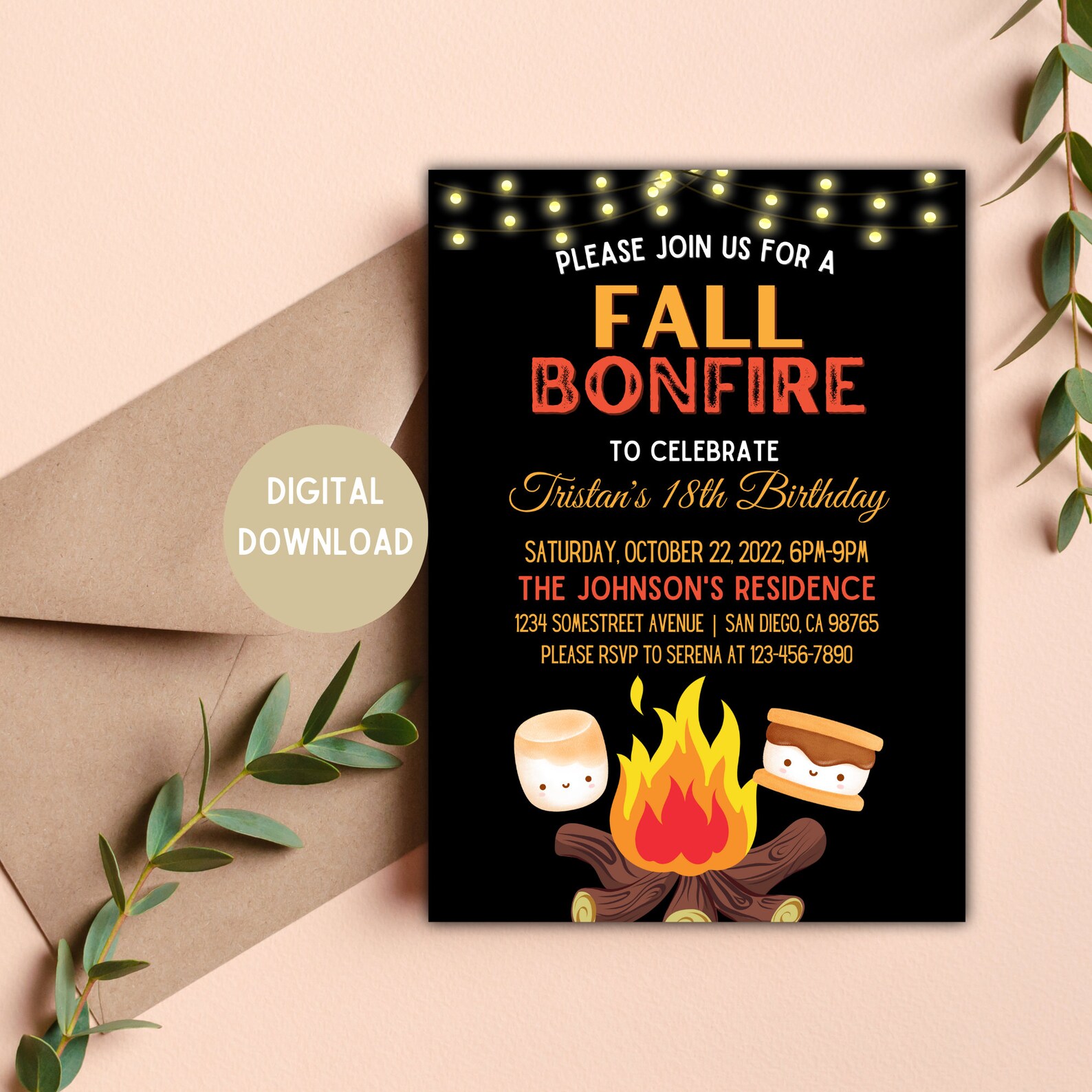 Bonfire Invitation DIGITAL TEMPLATE Bonfire Night Booze and Bonfires Bonfire Birthday Bonfire ...