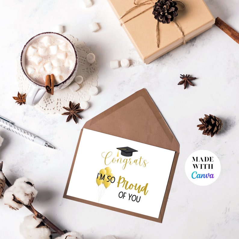 Graduation Card Congrats Grad Printable Template 5x7in - Etsy