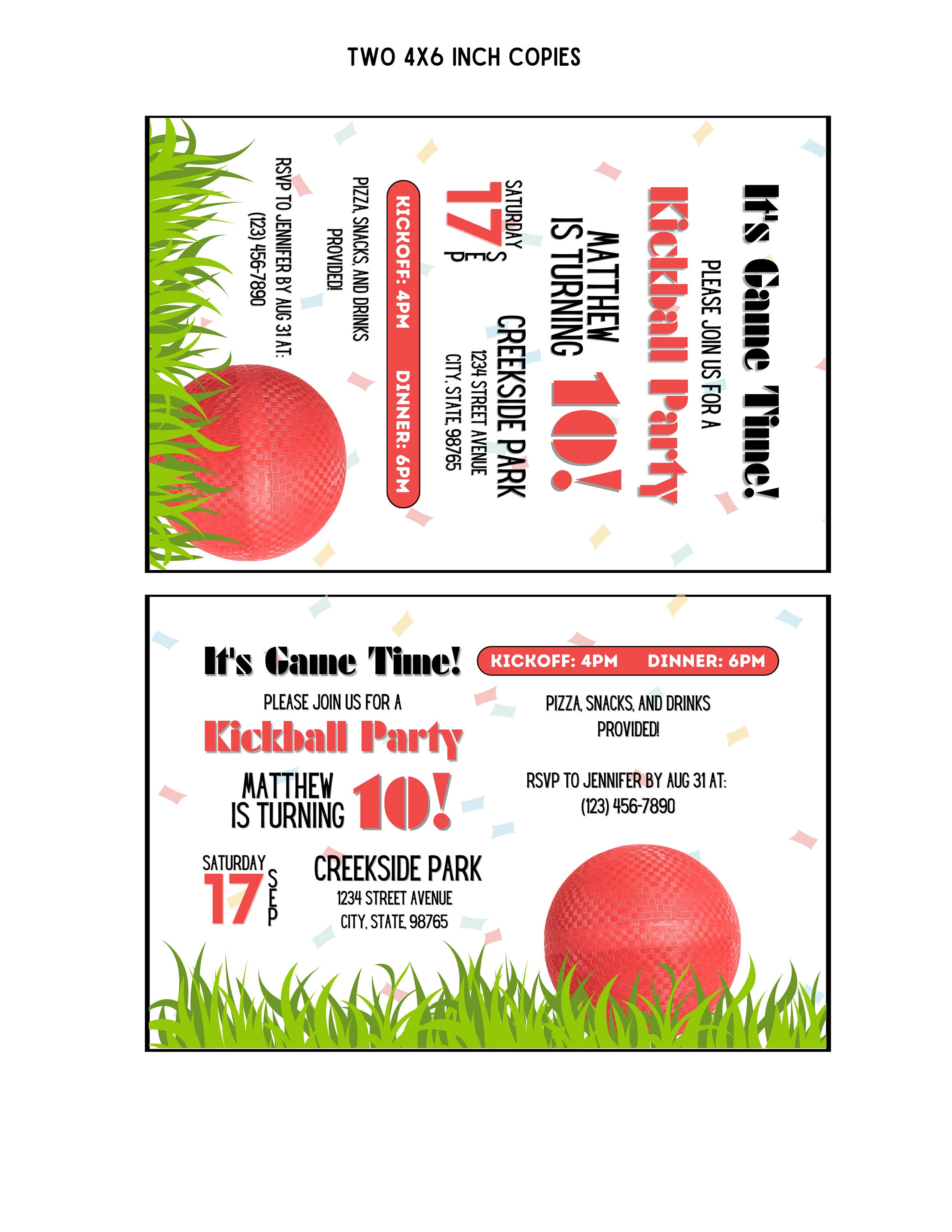 Kickball Party Invitation Kickball Birthday Invitation Kickball