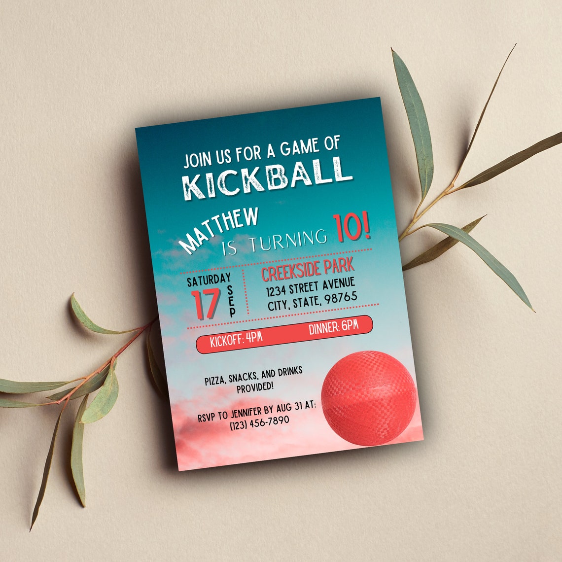 Kickball Party Invitation Kickball Party Kickball Invitation Digital