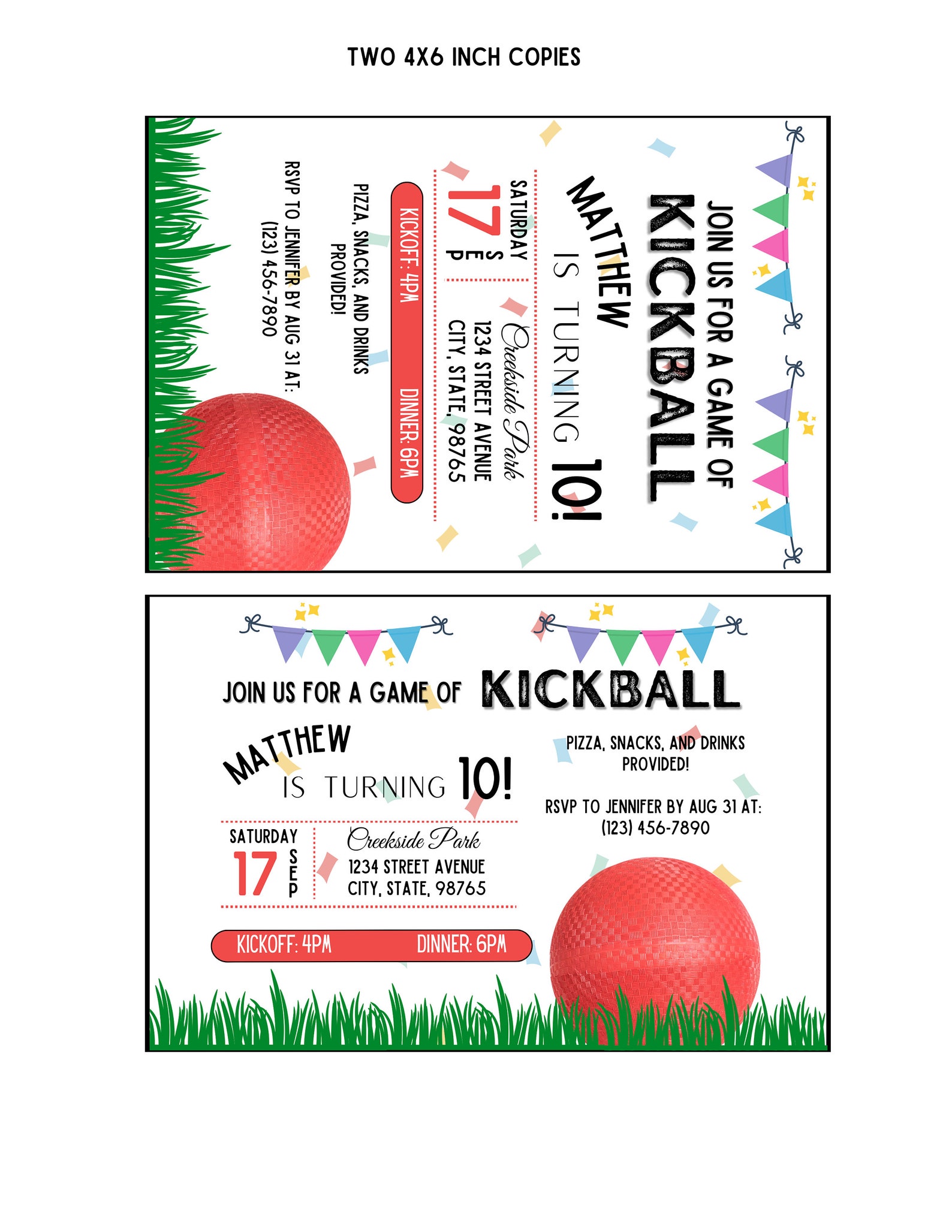 Kickball Party Invitation Kickball Party Kickball Digital Download 5x7