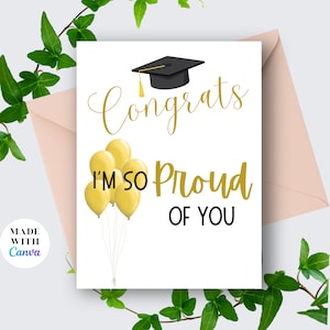 Graduation Card Congrats Grad Printable Template 5x7in - Etsy