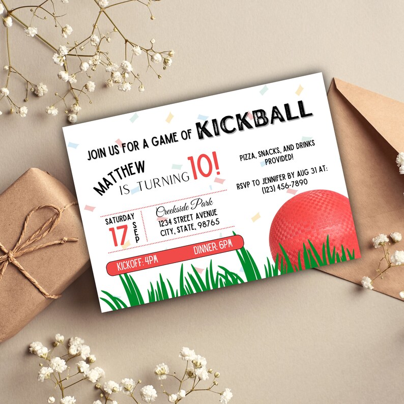 Kickball Party Invitation Kickball Party Kickball Etsy