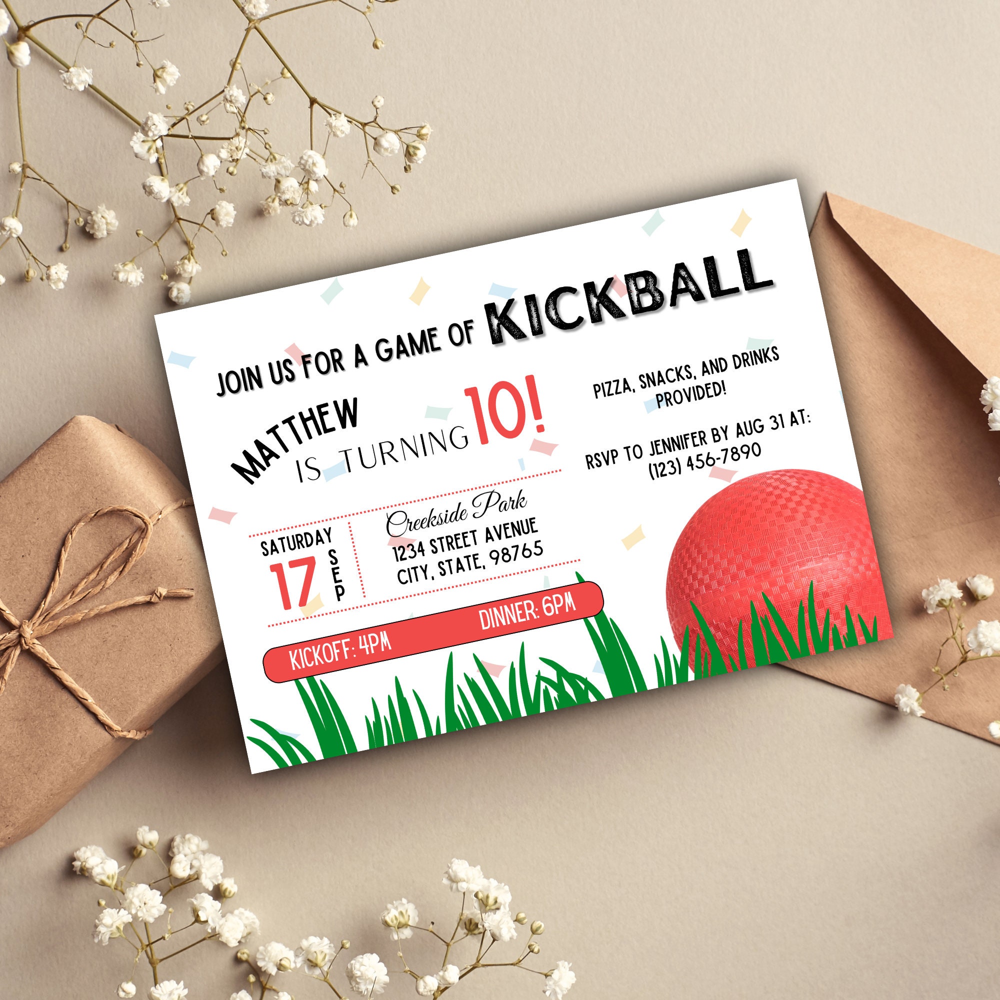 Kickball Party Invitation Kickball Party Kickball Etsy